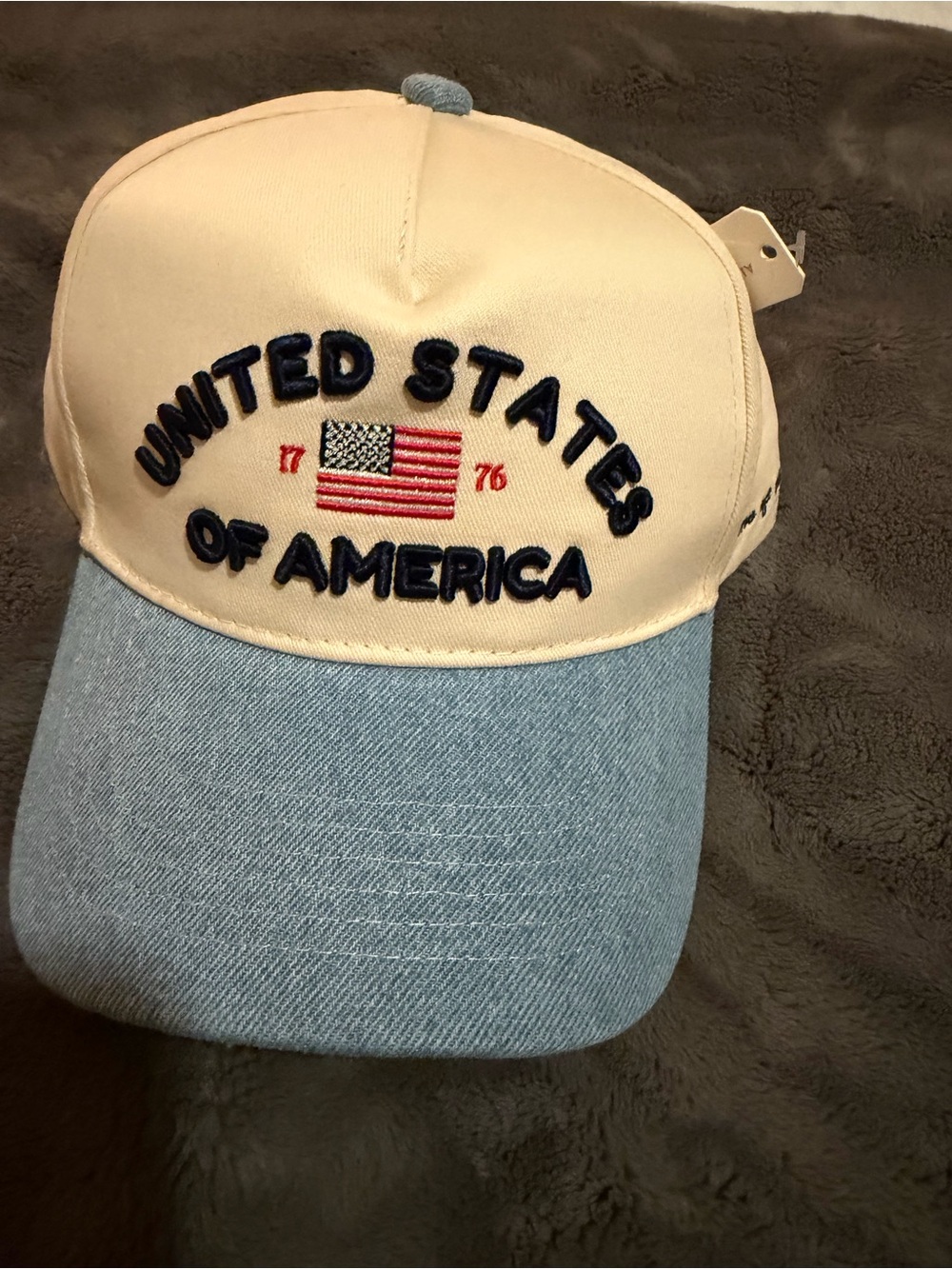 Altar'd State Cream & Light Blue United States Baseball Cap